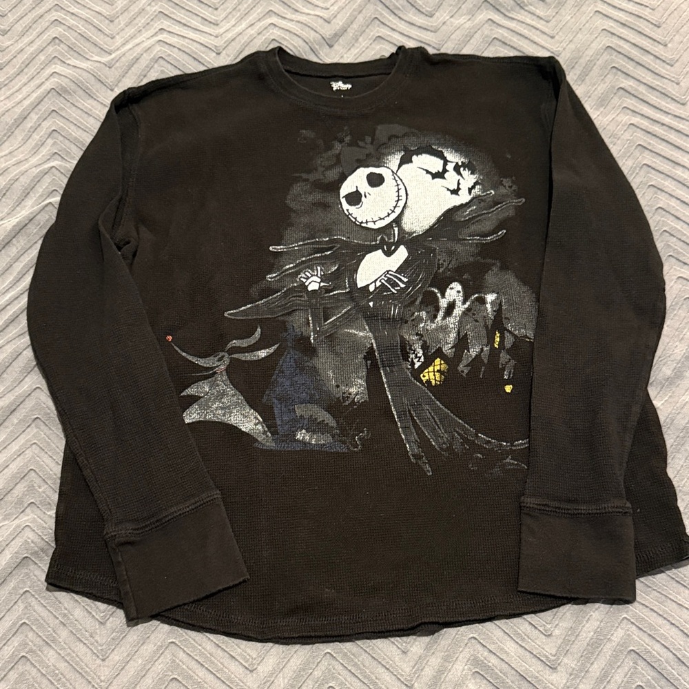 Disney Black Waffle Nightmare Before Christmas Long Sleeve Shirt
